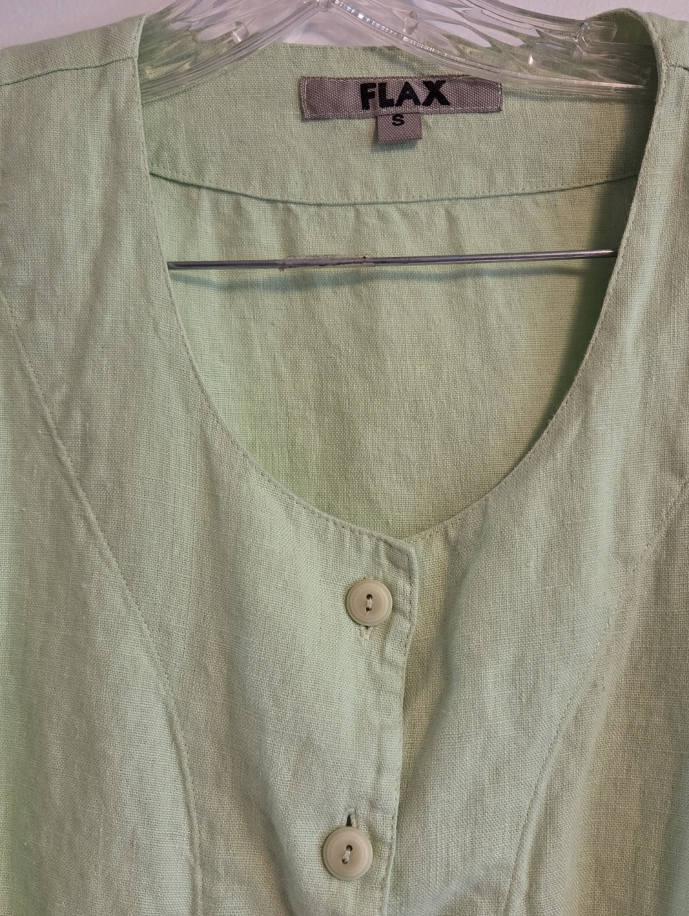 FLAX Linen Lime Green Button Front Jacket Shirt Small - Picture 5 of 8